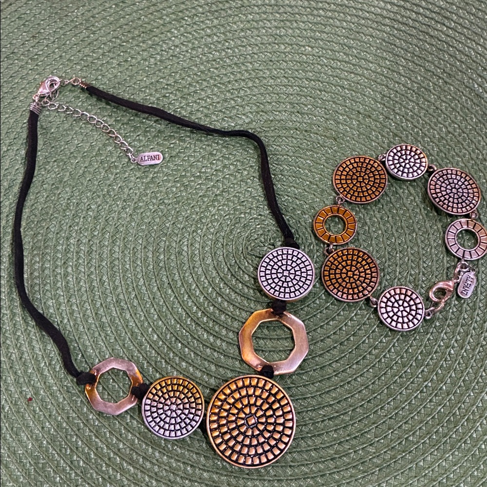 Alfani Gold and Silver Necklace and Bracelet Set